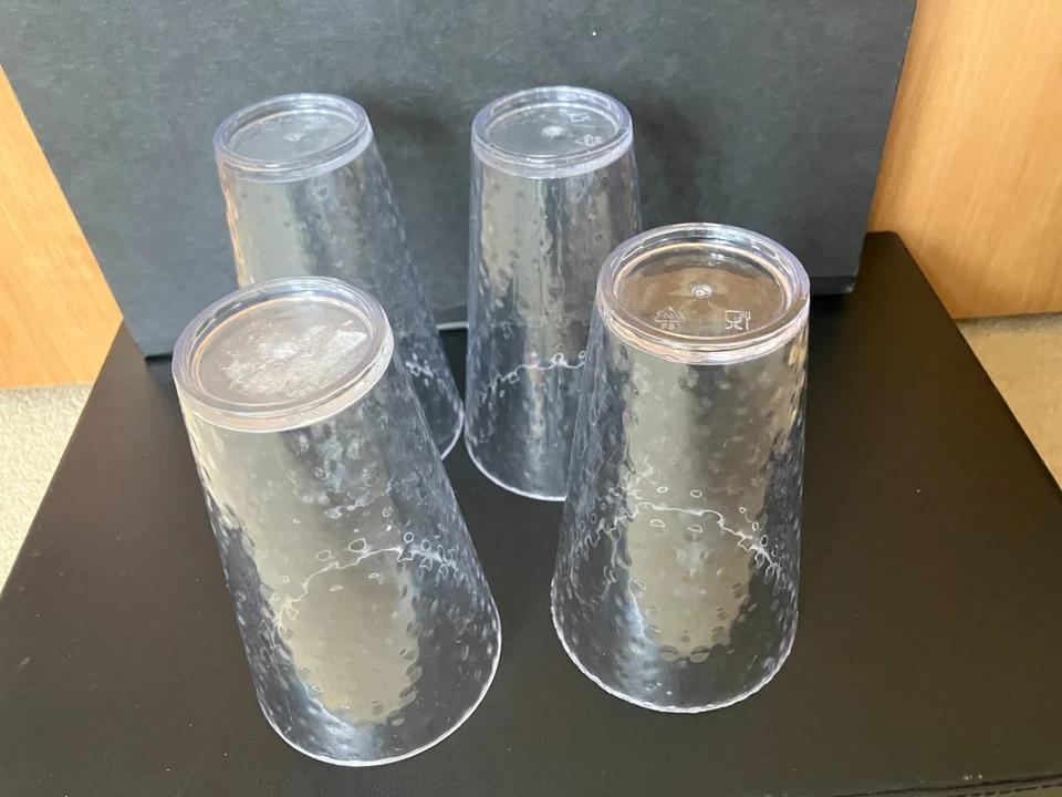 Tall Clear Plastic Dimple Design Tumblers Set of 4 - Image 3 of 3
