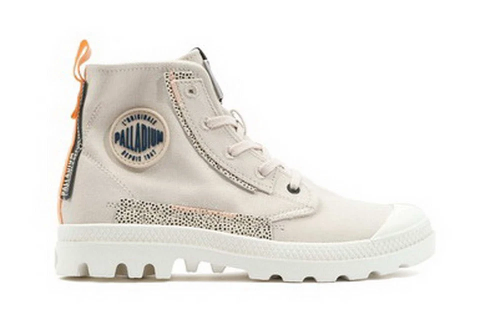 Palladium Schnürboot Palla Underlayer Beige Canvas High Sneaker Stiefelette - Bild 2 von 4