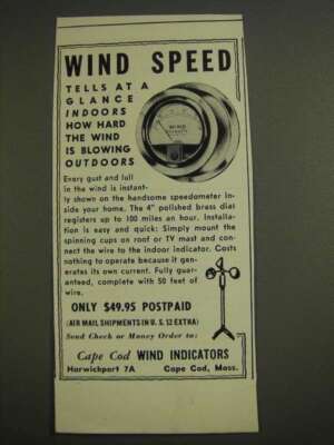 1955 Cape Cod Wind Indicators Ad - Wind Speed