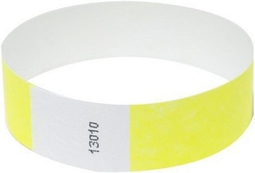 Entrance Wristbands 100 Printable Numbered Bracelets for Event Security Yellow - Picture 1 of 3