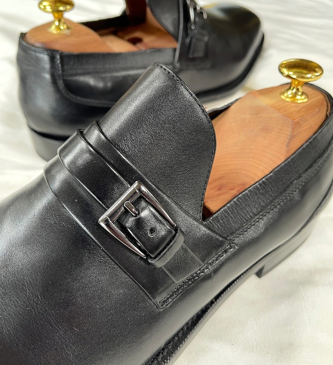 NEW: E.T. Wright- Black Leather Monk Strap Loafers- 10D Vintage E T WRIGHT Monk Strap Black Leather Shoes Loafers Sz  main image 3
