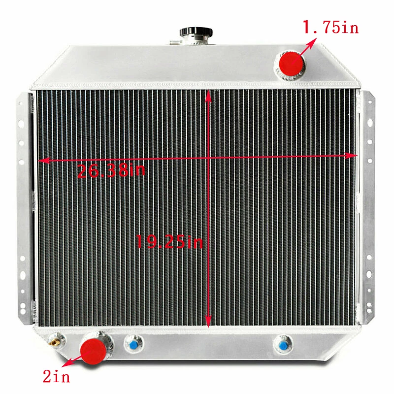 3 Rows Aluminum Radiator+Shroud Fan Fit 1968-1979 Ford F-Series Truck Bronco V8 - Image 3 of 4