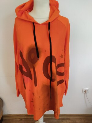 MADE IN ITALY schönes Vokuhila Kapuzensweatshirt NICE orange 46 48 50  NEU