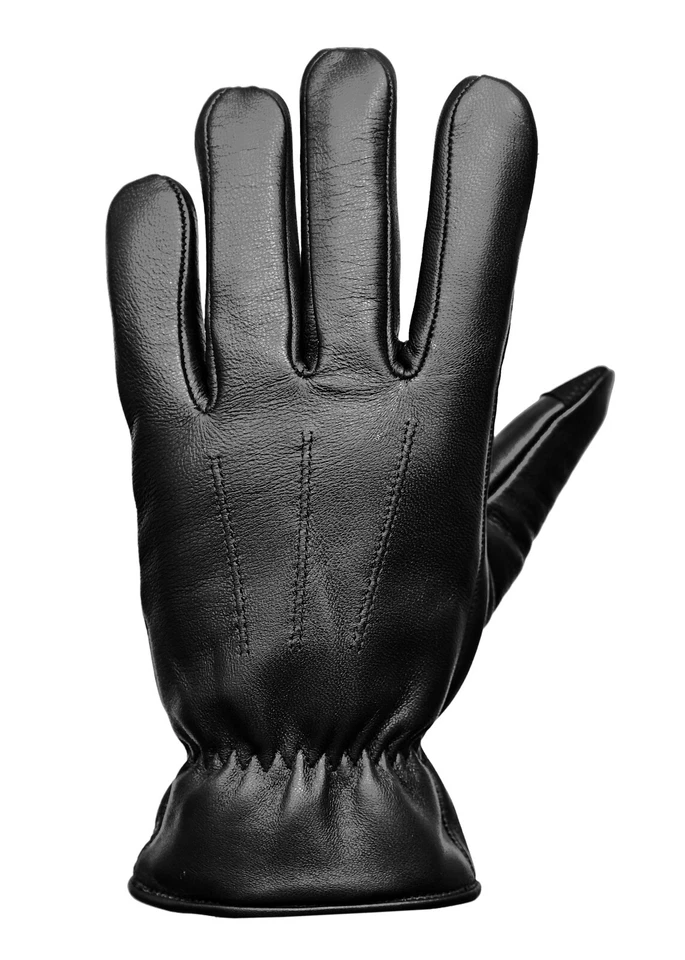 Nuevos Guantes de Conducción para Hombres Cuero Genuino Pantalla Táctil Moda Guante Forro Térmico Foto 4 de 4