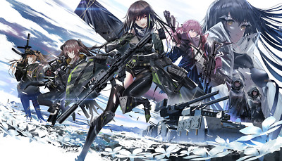 Anime girls digital art artwork portrait 2d frontline Playmat Gaming Mat Desk