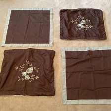 4 Pillow Shams /2 Euro Shams And 2 Standard Shams / Brown With Floral Design/New