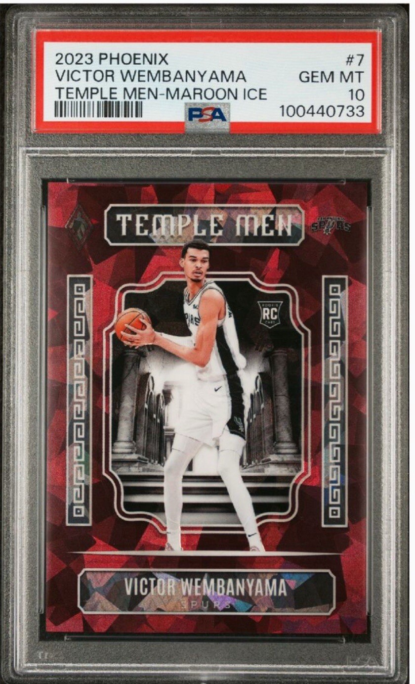 2023-24 Panini Phoenix Temple Men #7 Victor Wembanyama Maroon Ice /275 PSA 10 RC