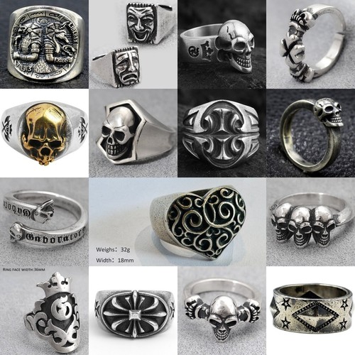 925 sterling silver Iron cross vintage Harley biker inlay natural turquoise ring - Picture 17 of 24