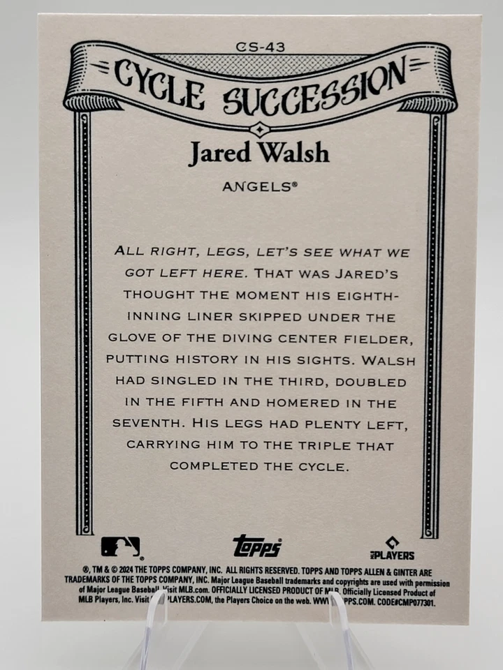 2024 Topps Allen & Ginter Cycle Succession #CS-43 Jared Walsh CASE HIT Angels - Image 2 of 2
