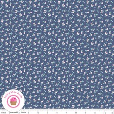 Riley Blake COOKBOOK 11763D Blue Floral Quilt Fabric LORI HOLT 30's VINTAGE