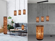 Korblampen aus Rattan Vintage Boho Style in Bambus Optik für über Esstischlampen