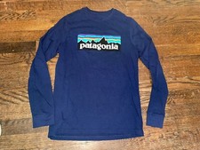 Boys Navy Blue Patagonia Long Sleeve Graphic T-Shirt Youth XL 14 EUC