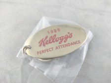 Kelloggs In House Promo Key Keychain "Perfect Attendance" 1989 Vintage Gold Tone