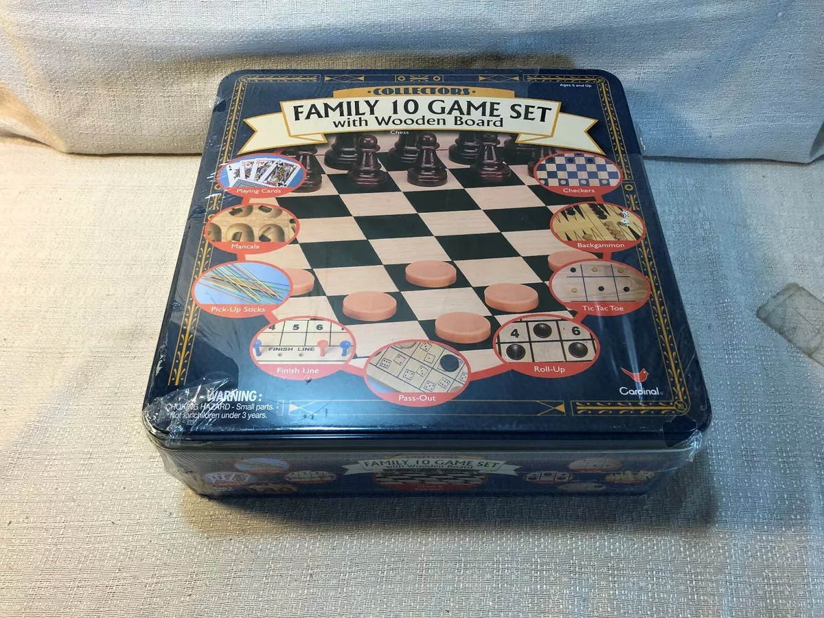  Classic Wood Family 10 Game Set Black & Gold Board Game : Toys  & Games