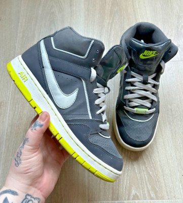 Nike Air Prestige III High 2012 Damen UK 5,5 Leder dunkelgrau/volt 407363 031