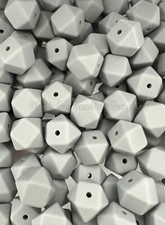 25 Qty 14mm Grey Hexagon Silicone Beads, Loose Beads