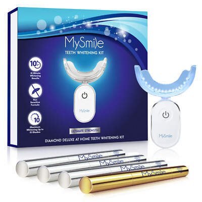 MySmile 10Mins Fast Teeth Whitening Kit 4PC Teeth Whitening Pen 28-LED Light
