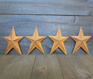 Lot Of 4 Rusty Whimsical Tin Barn Stars 8 Inches Primitive Country