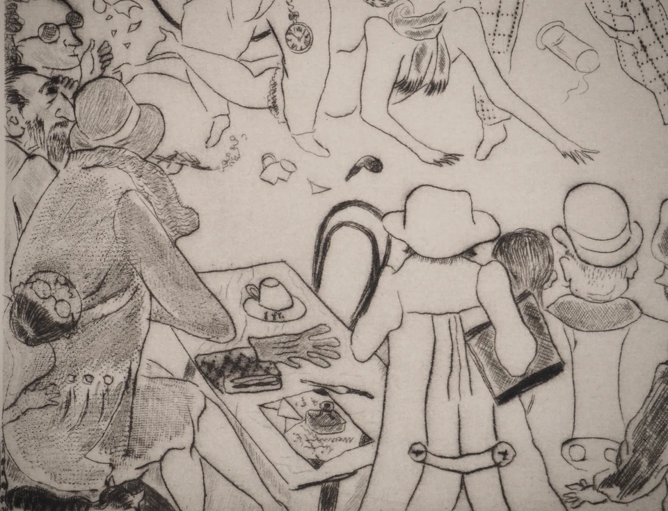 Léonard Tsuguharu FOUJITA : Le café de la Rotonde, Gravure originale signée - Photo 4/4