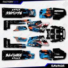 Orange Blue Savage Camo Racing Fender Graphics Kit fits Yamaha Banshee 350 Twin