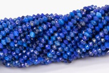 2x1MM Genuine Natural Lapis Lazuli Beads AAA Faceted Rondelle Loose Beads 15"