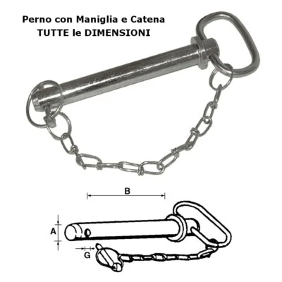 FOX Perno con Maniglia e Catena Trattore Attrezzi Tutte le Dimensioni