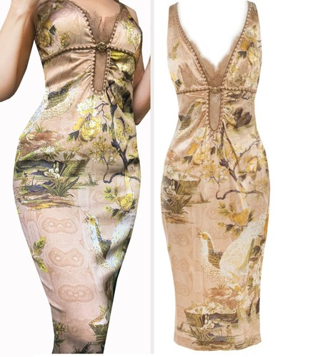 Roberto Cavalli ITALY GOLD SILK dress 