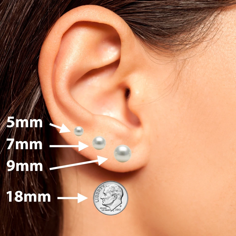 Pendientes de perlas blancas con clasificación AAAA de 5-10 mm japonesas de perlas Akoya Foto 3 de 4