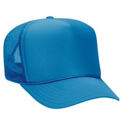 NEW COLUMBIA BLUE MESH TRUCKER HAT SNAPBACK 5 PANEL HIGH CROWN 39165 ADULT