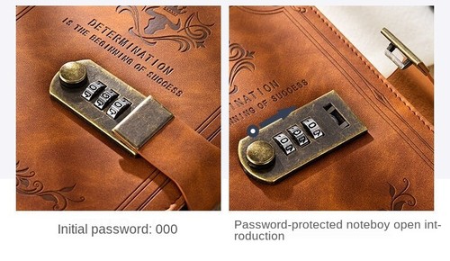 A5 Retro Diary Book with Password Code 200 Pages Notebook Agenda Lock Code - Picture 5 of 18