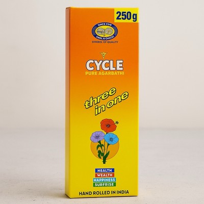 Cycle Three-in-One Sandalwood Incense Sticks   250g Pack   Hand Rolled India
