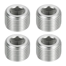 4Pcs Pipe Plugs, M20-1.5x15mm Stainless Steel Hex Thread Pipe Caps, Silver