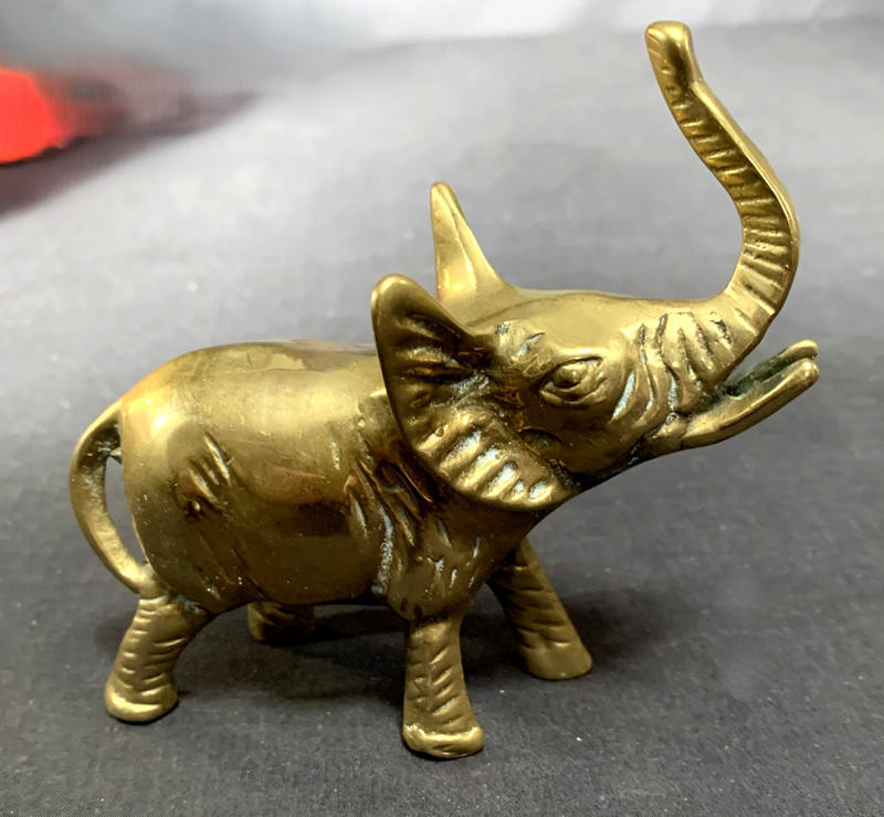 Vinage Solid Brass Elephant Figurine With Trunk Up