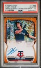 KYLER FEDKO 2023 Bowman 1st Orange Shimmer Rookie Auto 6/25 PSA 10!