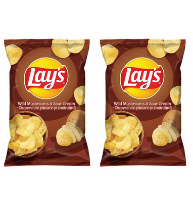 Lays Crisps Mushroom & Sour Cream 125g Sharing PACK OF 2