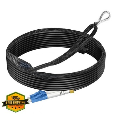RamboCables 330ft OS2 LC to LC SM Outdoor Armored Fiber Patch Cable Direct Bu...