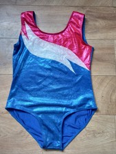 LEOTARD GYMNASTICS blue pink white metalic leotard size 32