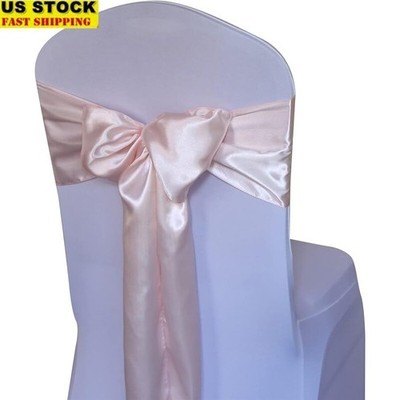 Blush Pink Satin Chair Sashes Ties 50 Pcs Wedding Party Event Decoration New