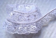 Ruffled Lace, 1 inch wide white/silver color with color 5 yards