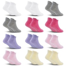 Toddler Girl Socks 12 Pairs Ankle Boy Non Slip Skid Girls Boys Grips Low Cut ...
