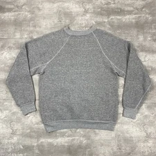 vintage DISCUS ATHLETIC sweatshirt pullover L heather gray tri blend 80s gusset