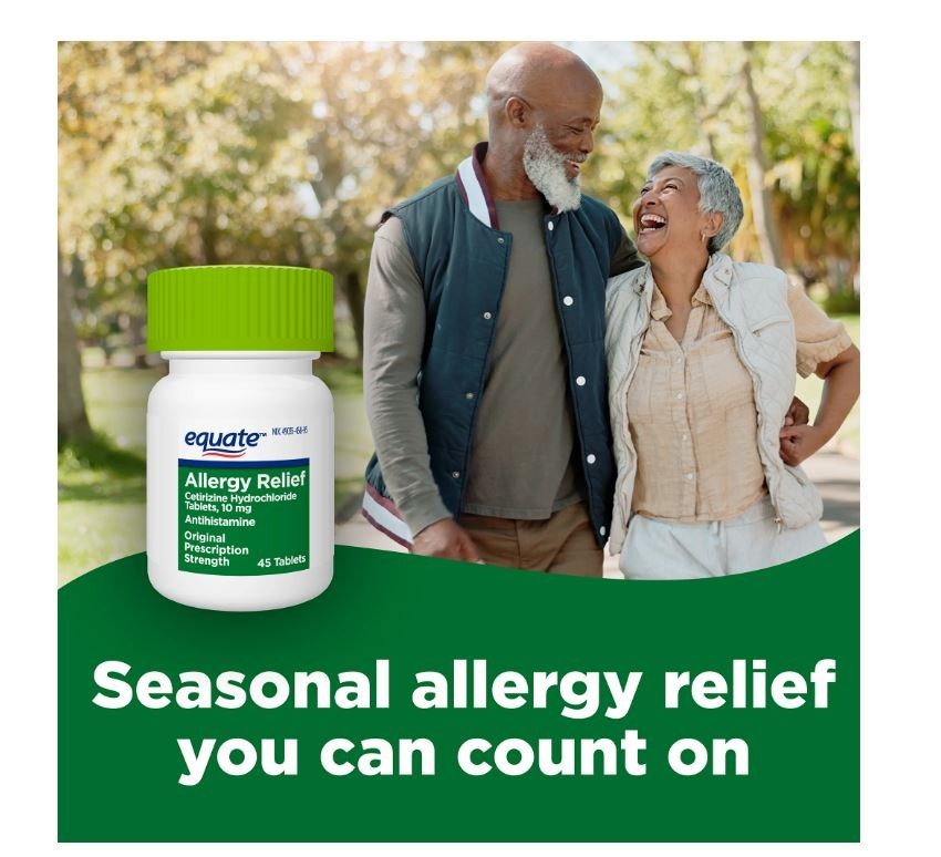 EQUATE Allergy Relief Cetirizine Antihistamine Tablets, 10mg - 45 Count for  sale online | eBay