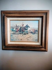 MCM Reproduction 17x20" Lithograph on Canvas of C M Russell 1897 Herd Quitter 
