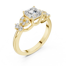 TCW 1,2 Ct Asscher Lab Grown Diamond Ring | Gift For Her 925 Sterling Silver