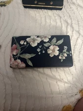 Floral Tapestry Jewelry Box Mirror Lid 24 compartment 10" x 6.5" Ear Ring Holder