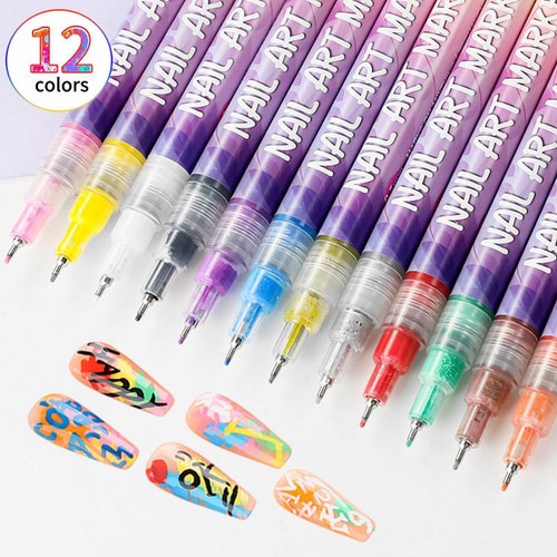 12Colors Nail Art Pens Set -Nail Art Graffiti Pen DIY Nail D-rawing Painting Pen - Picture 2 of 15