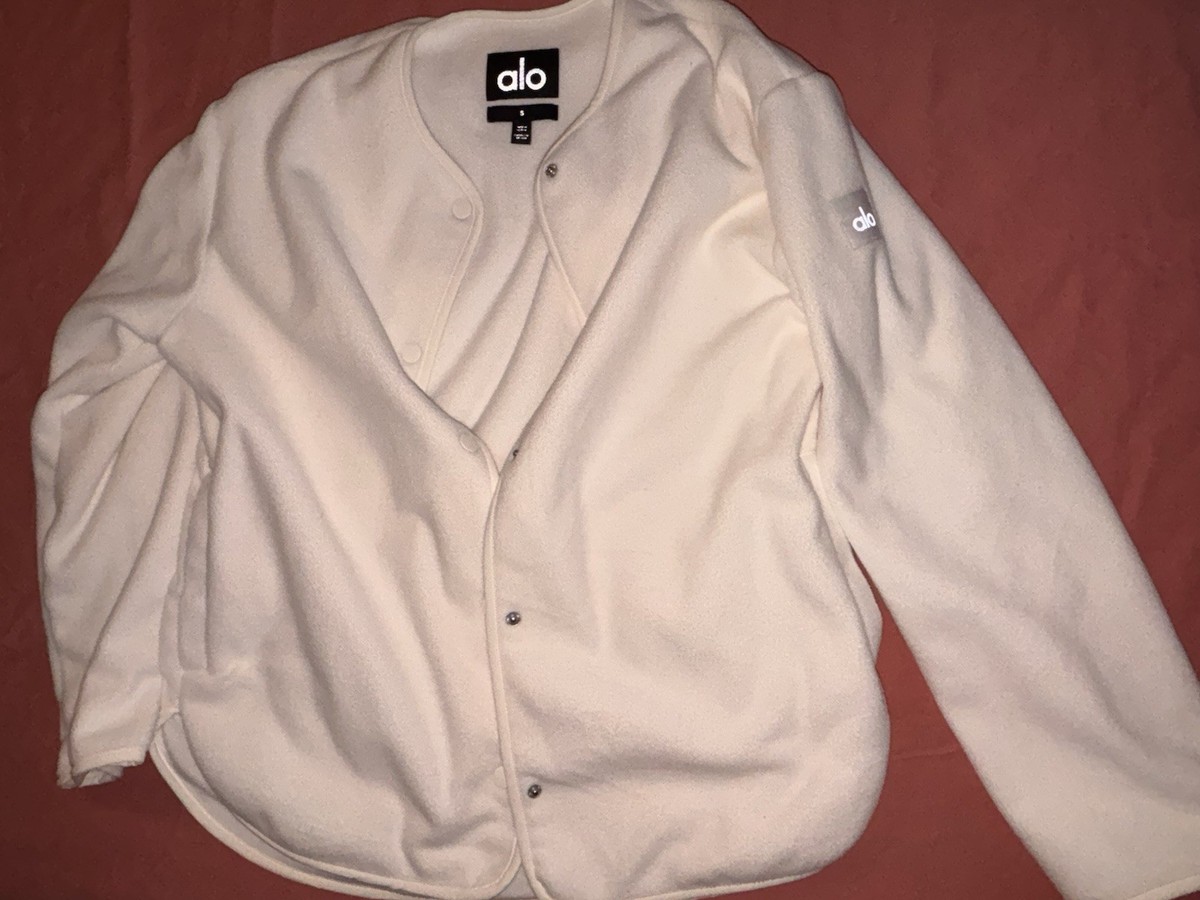 Alo Yoga Polar Fleece Take Note Jacket Ivory Oversized Snap Front