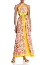 Farm Rio Beauty Dress Scarf Bohemian Maxi Halter Dress Size XL Multicolor