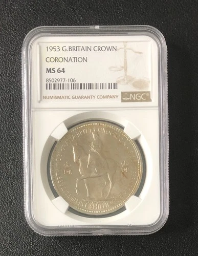 1953 Great Britain Queen Elizabeth II Coronation Crown NGC MS64 Coin