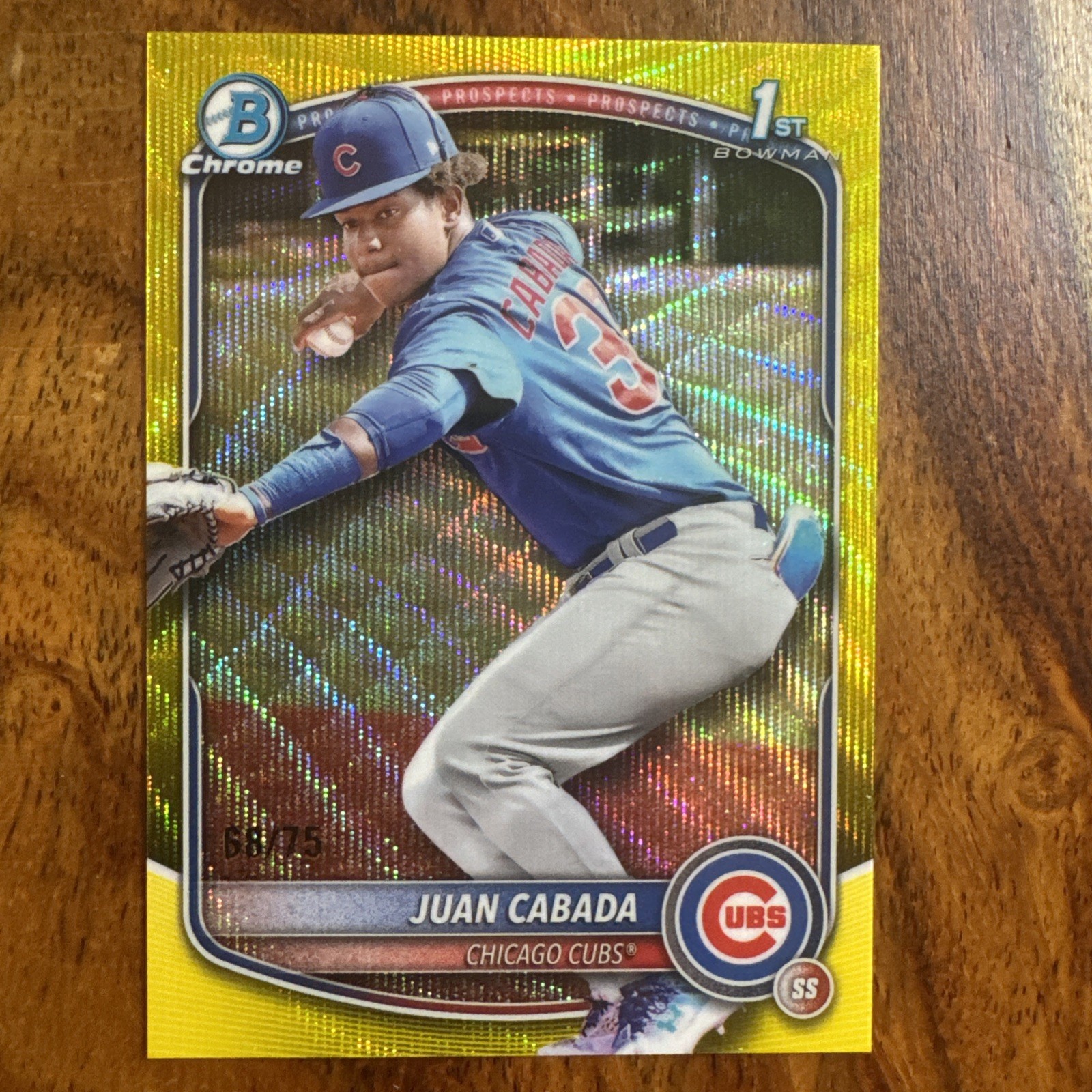 Juan Cabada 2025 Bowman Chrome 1st Wave Yellow Refractor /75 #BCP-207